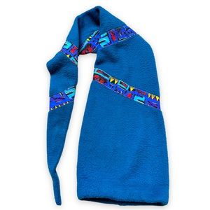 Vintage Bula Extra Long Fleece Stocking Cap Scarf Turquoise Blue Snowboard Ski